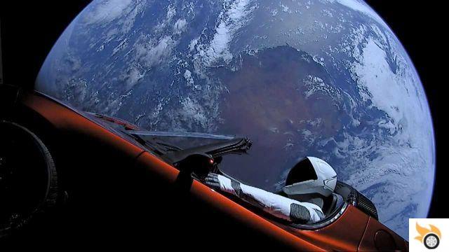 Where is the Tesla Roadster launched into space?